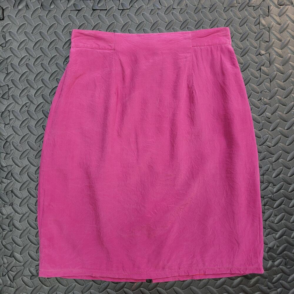 Vintage Silk Patrick Collection Pencil Skirt Magenta Fuchsia Size 4 Luxury